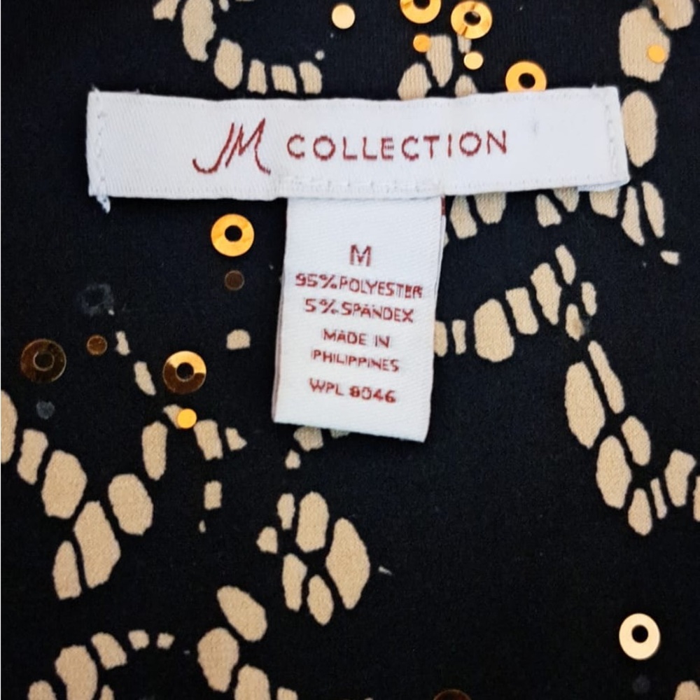 Jm Collection Black Sequin Button-Down Blouse Siz… - image 7